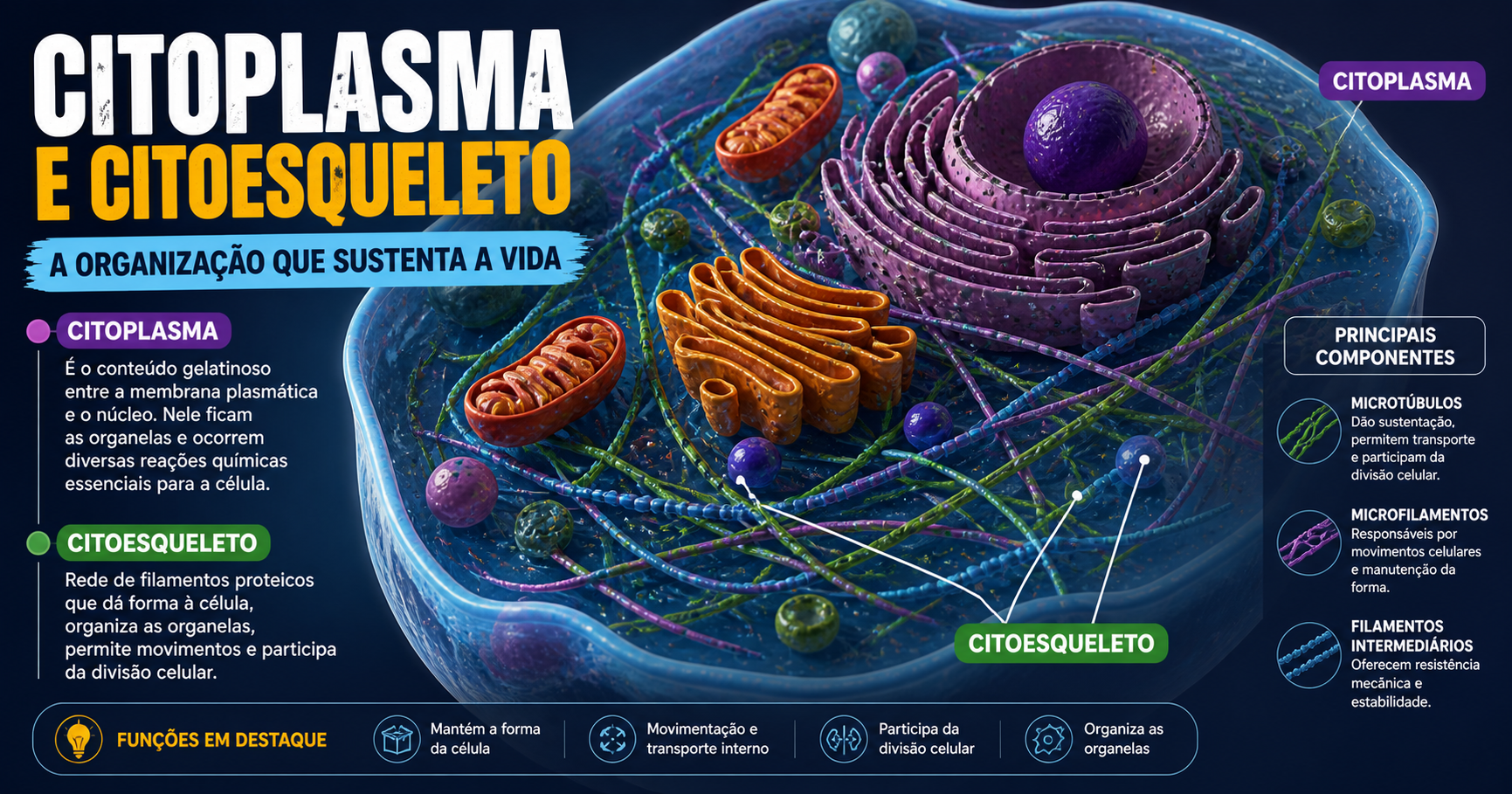 Citoplasma e citoesqueleto: estrutura e função celular no ENEM
